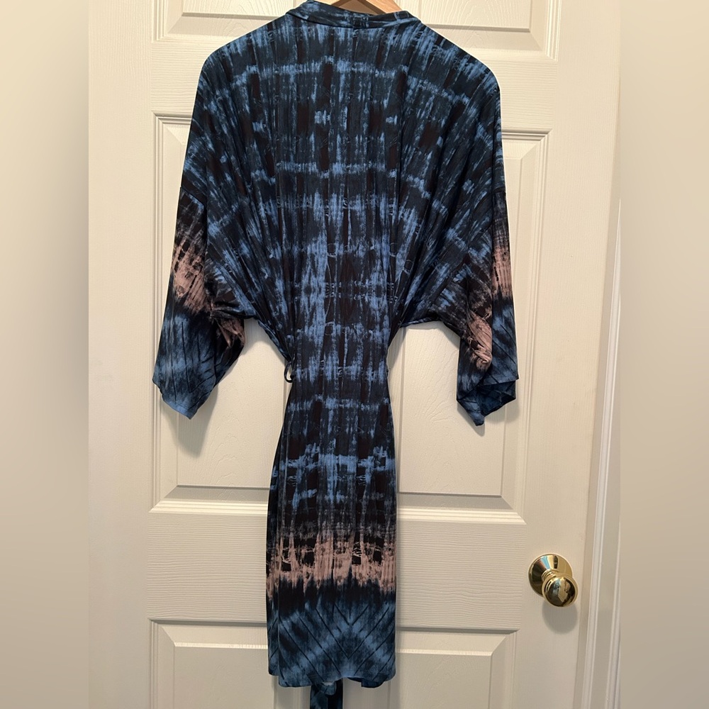 Linea Donatella Blue and Dusty Rose Tie Dyed Robe